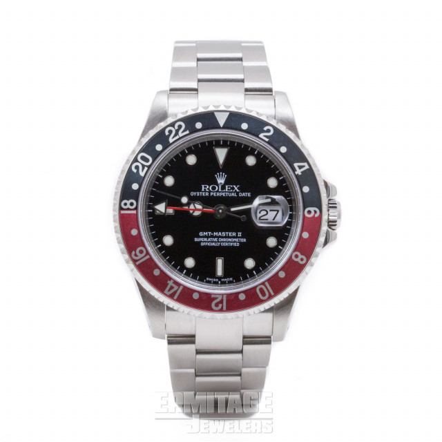 Pre-Owned Stainless Steel Rolex GMT-Master II 16710 with Black Dial